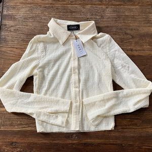 NWT Cider Cream Colored, Cropped, Button Up Blouse Women’s Size Small
